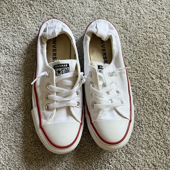 Converse White and Red Women's Sneakers - Picture 1 of 6